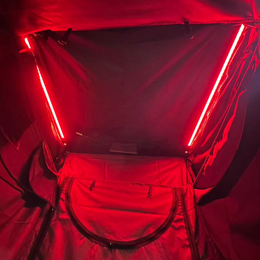 Taruca Ensuite Shower 2.0 interior of shower cube lit by red LED strips