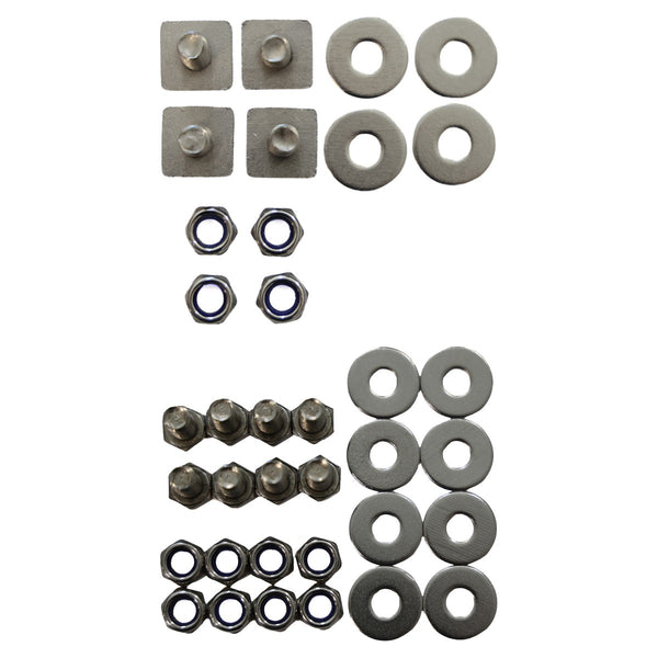 Zinc-coated mounting hardware (2 sets, for 4 brackets)