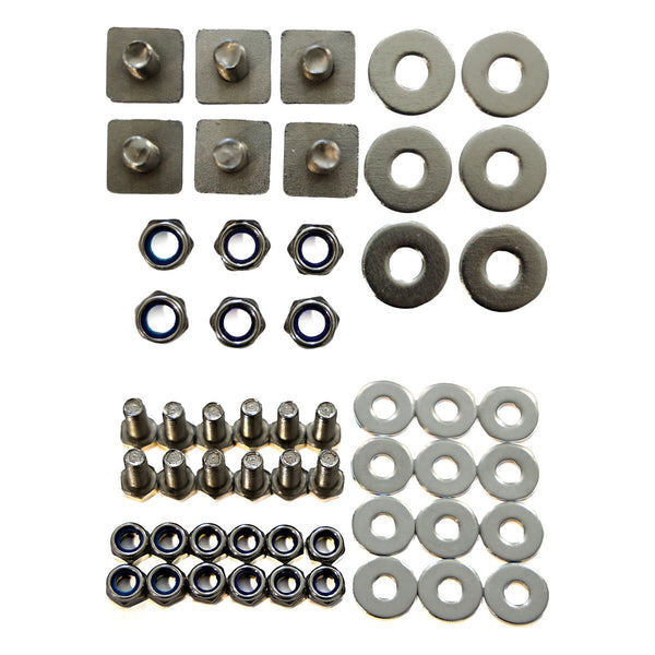 Zinc-coated mounting hardware for 3 brackets